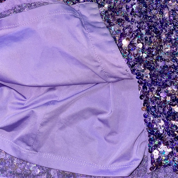 Sherri Hill Lilac Purple Sequin One-Shoulder Dress Size 0 - Picture 6 of 7
